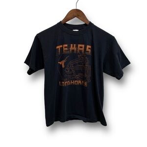 Vintage Y2K Texas Longhorns Graphic Print T Shirt Black Orange Large 17.5 x 22‎